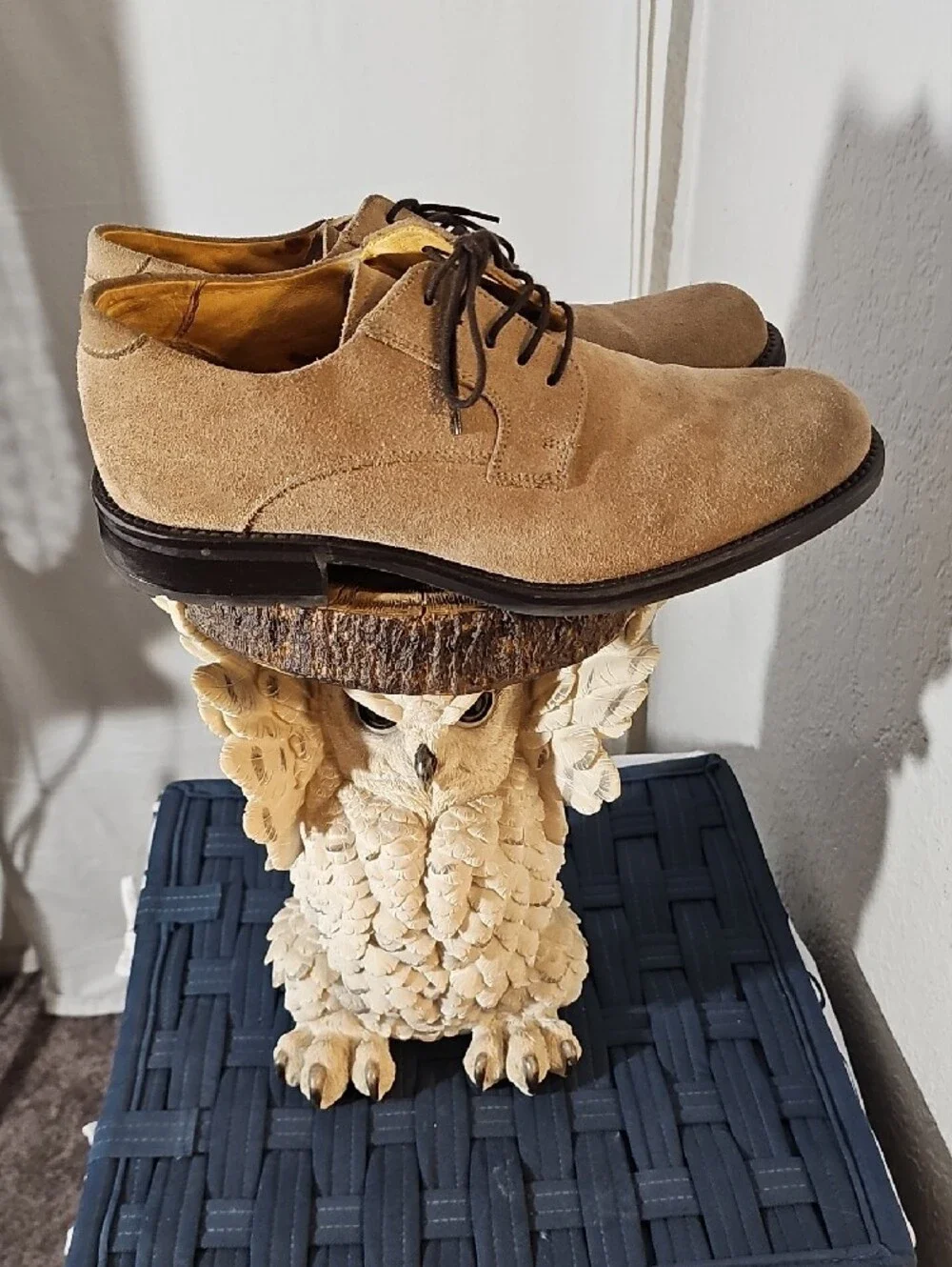 Men's Suede Derby Shoes in Beige Tan